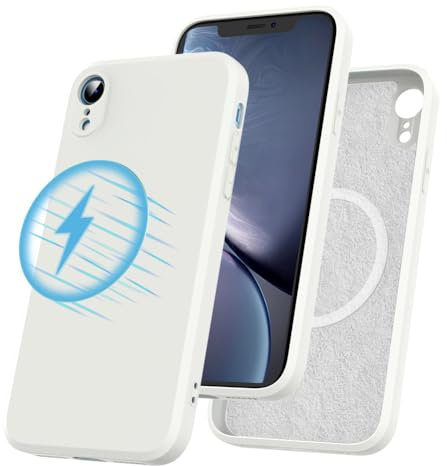 Garegce Cover Magnetica per iPhone XR compatibile con MagSafe, Cover Antiurto in Silicone Liquido, Protezione per Fotocamera, Ultra Sottile Antigraffio Morbida Custodia per iPhone XR -6,1- Bianco
