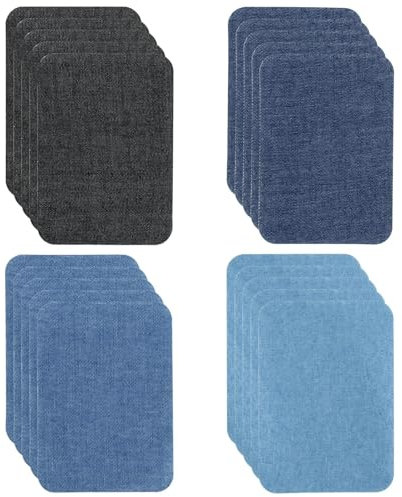 20 Pièces Patchs Jean Thermocollant Denim, Tissu Thermocollant Jean Autocollant Patch Réparation Bleu Jean Denim Patch pour Vêtements Pantalon