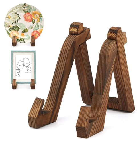 TLPCRKI Bilderständer für Display, 15,2 cm Tellerständer, Holzstaffelei, Rahmenhalter, dekorativer Bilderrahmen, Schale, Fotoschild, Holzständer, für iPad, Buch, Bild