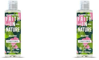 Faith In Nature 300ml Natural Wild Rose Conditioner, Restoring, Vegan & Cruelty Free, No SLS or Parabens, For Normal to Dry Hair (Pack of 2)