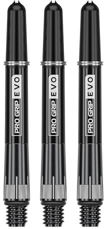 Target Darts Raymond Van Barneveld Pro Grip EVO Chrono Titanium Shafts, 3er Set | Professionelles Dart-Zubehör, Dart Shaft Sets, 3er Pack - Länge: Intermediate (42.7mm)