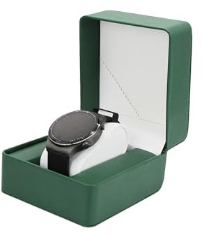 FuninCrea Porta Orologi da ViaggioPelle PU Singola Scatola Orologi con Cuscini per Orologi Rimovibili per Donne e Uomini, Portable Porta Interna per Orologi da Polso (Verde)
