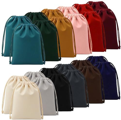 TXXATX 24 Stück Samtbeutel Schmuckbeutel mit Kordelzug 7x9 cm Samtsäckchen 12 Farben Stoffsäckchen zum Befüllen für Schmuck Armbändern Ringe Hochzeit Geburtstag Weihnachten Geschenk