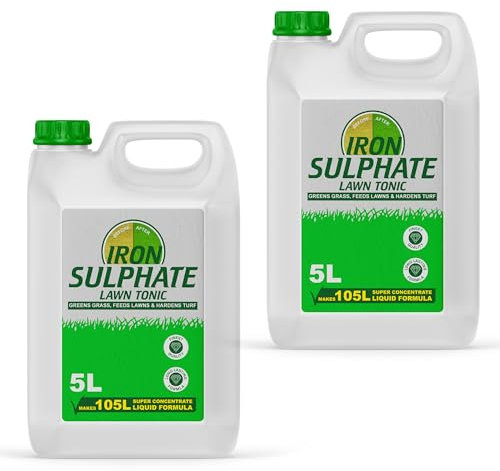Lawn Tonic Liquid Iron Sulphate 5L Concentrate Makes 105L Ferrous Conditioner, Fertiliser, Grass Greener Feed, Turf Hardener, Healthier Looking Garden Helps Prevent Lawn Disease (2 x 5 Litres)