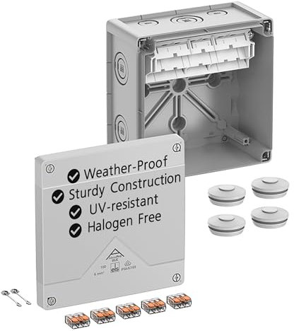Spelsberg Abox Pro SLK-6² - IP66/IP67/IP69 Junction Box with Cable Connectors Accessories - Electrical Enclosure with Raised & Screwless Terminals - Rated 450V for Industrial & Outdoor (Grey)