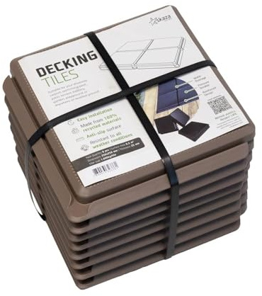 Skaza Caillebotis Extérieur Marron 25x25 cm – Lot de 64 Dalles Plastique pour Garage – Revêtement de Sol Modulable, Antidérapant & Recyclé, Capacité 1000 kg, 4 m²