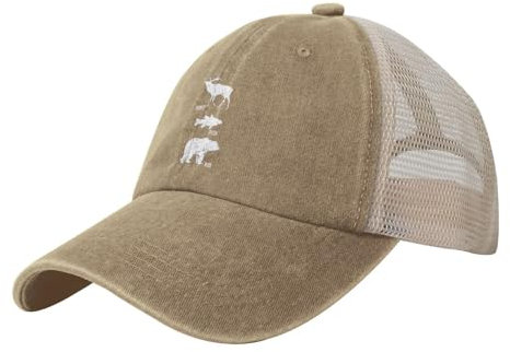 SMAZDFXX Vintage Washed Cotton Distressed Mesh Cap Hunt Fish Run Baseball Cap Verstellbare Dad Hat Cowboy Trucker Hat, Schwarz