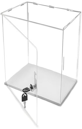 Xyrona Acryl Vitrine Abschließbare Hohe Acrylvitrine mit Sockel, Staubdichte Transparente Modellvitrine, Rechteckige Vitrine für Autos/Puppen/Schmuck(L20xW20xH25cm/8x8x10)