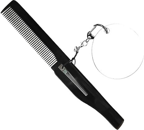 LIFKOME Klappbarer Bartkamm Klein Faltbar Mit Feinen Zähnen Für Männer Tragbar Als Schlüsselanhänger Mit Spiegel Reise Bartkamm Kompakt