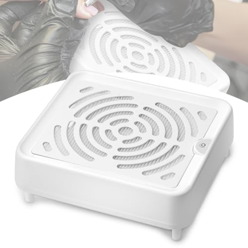 LEKEFETO Aspirador de uñas 40 W con filtro, potente aspiración de polvo para salón de uñas y hogar, compacto y silencioso (blanco)