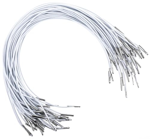 Xinjoduz Hutgummi 50 Stück Elastische Widerhaken Cord, Elastische Schnur Kordeln Weiche Weiß Gummiband Bänder für Hüte, Augenbinden, Masken, Notizbücher, Buchbinden, Geschenktüten, Geschenktüten