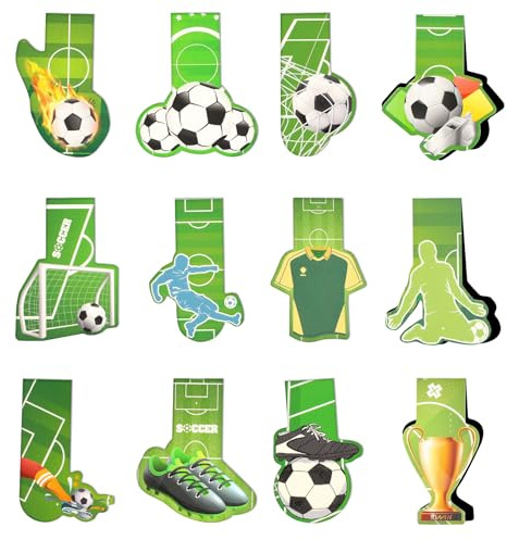 Lesezeichen Magnetisch Fussball, 12 Stk Magnet Lesezeichen Kinder, Magnetische Bookmark, Fussball Mitbringsel Geschenk für Jungen Mädchen Schüler Buchliebhaber Fußballfans