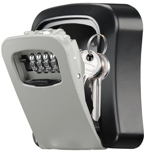 Key Safe Wall Mounted, Key Safe Lock Box outdoor with 4 Digit Combination, Heavy Duty Waterproof Key Cabinet for Home Garage School