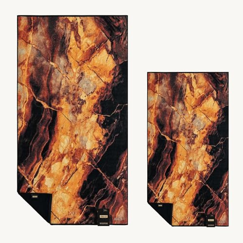 ZWOLTEX - Handtücher Premium Set: 50x100 + 70x140 cm, Handtuch aus 100% Organic Baumwolle 600g/m² mit GOTS und Oeko TEX-Zertifikat, Bedrucktes Weich und Saugfähig Badehandtuch - Onyx Gold