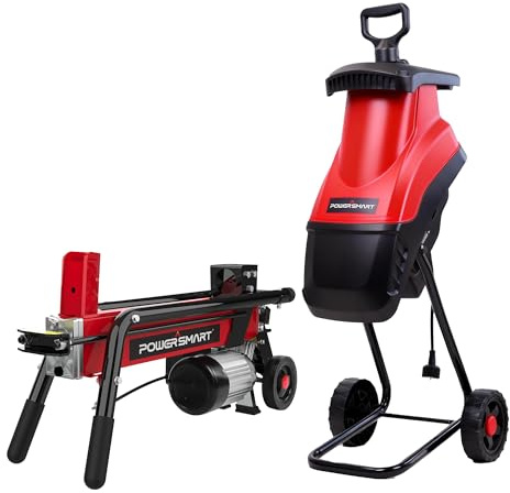 PowerSmart 7-Ton Electric Log Splitter & 15:1 Wood Chipper Combo – Home Wood & Yard Waste Kit