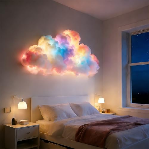 Umllpet DIY Gewitterwolken LED Licht, 3D Gewitterwolken Leuchte Dekorations Set, Multicolor Dynamisches Licht, Für Wand Decke, 200CM USB Betriebene Gewitterwolke Nachtlichter, Zuhause Deko