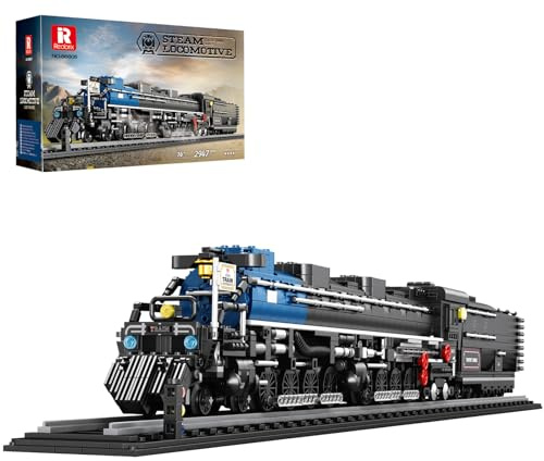 Reobrix Big Boy Steam Locomotive Train Building Block Sets for Adults 66805 Steam Train Building Blocks Collectible Train Model Mechanical Articulated Train with Track Building Toy for Adult (2947PCS)
