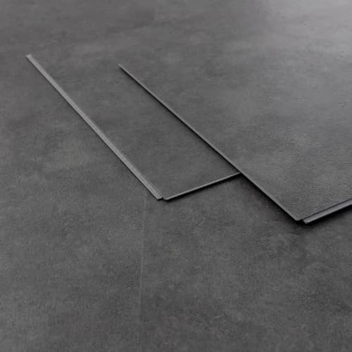 ML-Design Vinylboden klick, PVC Bodenbelag mit Klicksystem, Betonoptik | Klickvinyl mit Belastungsklasse 34, rutschfest, wasserdicht, 61 x 30,5 cm, Dicke 4,2mm, 1,86m²/10 Dielen, Grau, Zement Dunkel