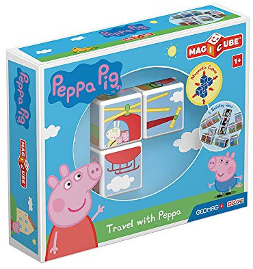 Geomag Magicube 049 - Peppa Pig Travel with Peppa - 3 Magnetwürfel für Konstruktionen
