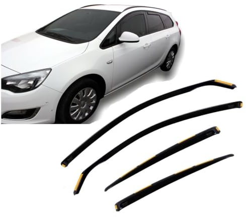J&J AUTOMOTIVE Windabweiser passend für Opel Astra J Sports Tourer Schrägheck/Kombi 2010-2015 4tlg, Heko Regenabweiser Vorne Hinten Getönt Dunkel Passform