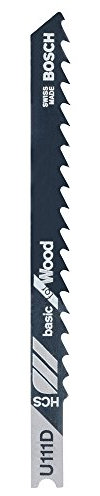 Bosch Accessories Lame de Scie Sauteuse U 111 D HCS, 4mm Pas, 92mm Longueur, Lot de 3