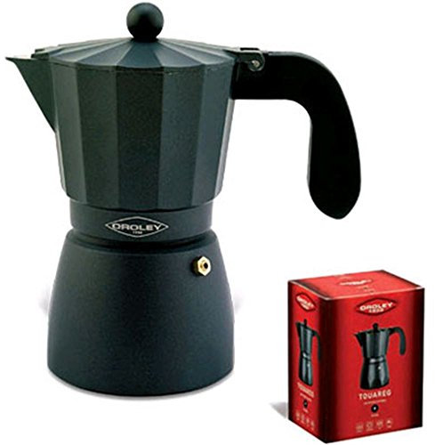 Oroley - Cafetera Italiana Touareg | Aluminio | 1 Taza | Cafetera Vitrocerámica, Fuego y Gas | Estilo Tradicional