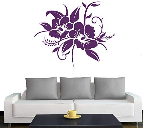 A690 Wandtattoo Hibiskusblüte 70cm x 58cm violett (erhältlich in 40 Farben und 4 Größen)
