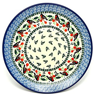Polnische Keramikteller, 25,4 cm, Rotkehlchen