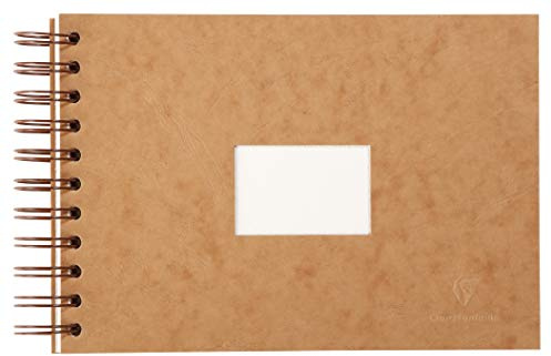 Clairefontaine 96066C Reisealbum mit Doppelspirale Aquarellpapier Feinkörnig, 20 x 20 cm, 25 Blatt, 300 g Packung, weiß