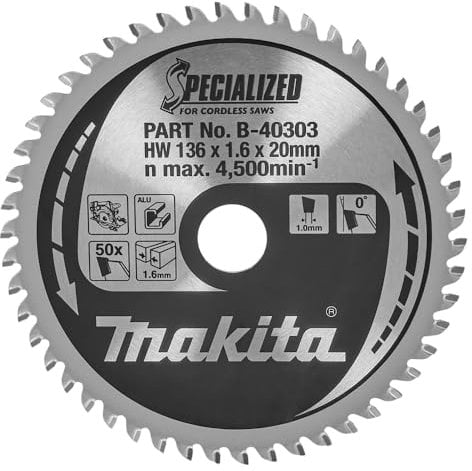 Makita b-40294 136 x 20 x 50Z mm TCT Sägeblatt – Mehrfarbig
