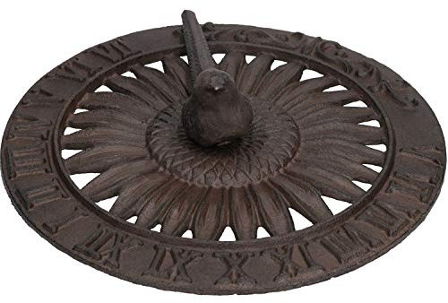 AB Tools Bird Sundial Ornament Cast Iron Garden Feature Statue Sunflower Clock Metal