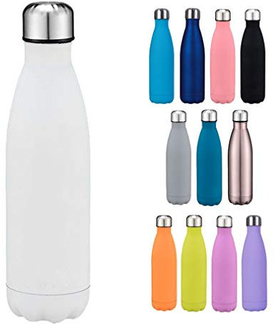 JK Home 500ml Bouteille d'eau Isothermes Gourdes Acier Inoxydable Extérieur Fitness Blanc