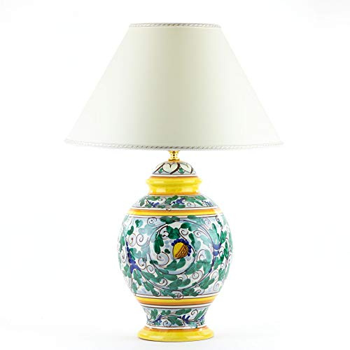 CEAR ceramiche - Lume siciliano in ceramica di Caltagirone decorato a mano H cm 32, lampada da tavolo artistica