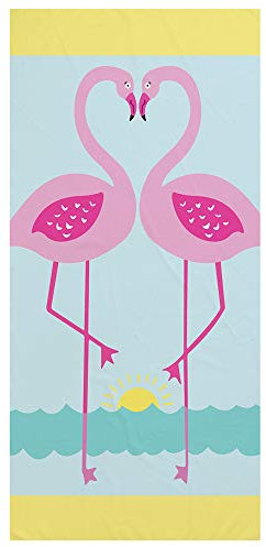 Treer Serviette de Plage en Microfibre, Rectangulaire Leger Drap de Plage Serviette de Bain Couverture de Voyage pour Femme Homme et Enfants pour Yoga Piscine Sport (75x150cm,Flamant Rose)