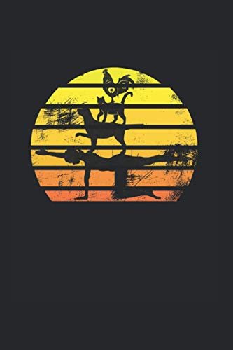 Lustiges Tier Yoga Motiv im 'Bremer Stadtmusikanten style': 6x9 lined notebook