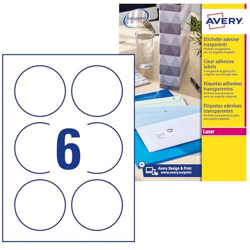 AVERY Zweckform L7785-25 transparente Etiketten (6750 Klebeetiketten, 17,8x10 mm auf A4, Aufkleber zum Bedrucken, selbstklebend, wetterfest, Beschriftungen/Produktaufkleber) 25 Blatt, durchsichtig