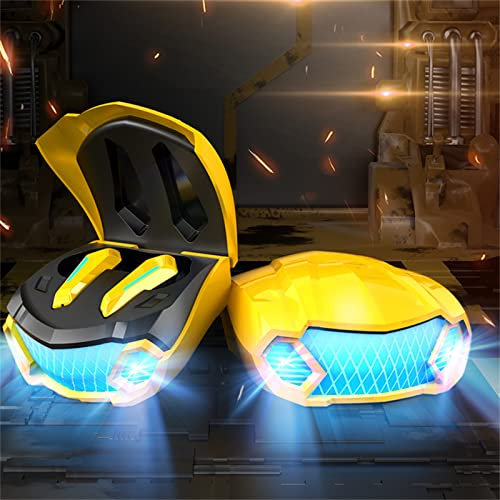 Wireless Earbuds Bluetooth 5.2 Headphones, Sports Car Design in-Ear Headphones Noise Canceling Stereo Earphones for IOS Android, Built-in HD and Sensitivity Microphone, IPX5 Waterproof (Yellow)