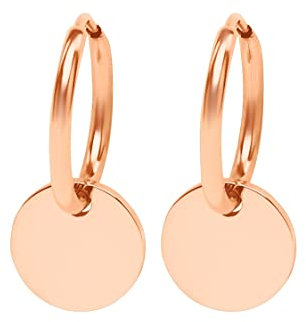 Nuoli® Coin Kreolen Damen Rosegold (Durchmesser: 12mm) Ohrstecker Creolen für Frauen und Mädchen