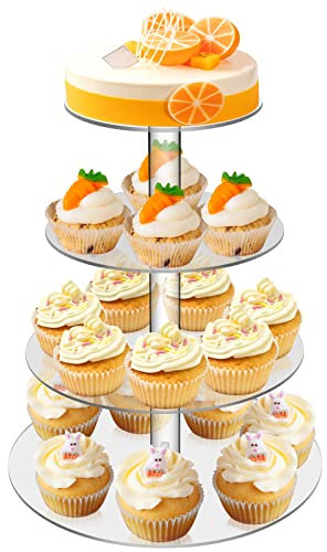 Soporte para Tartas 4 Pisos, hicoosee Tartas Soporte Cupcakes Expositor Tartas,Bandejas para Tartas Dulces Frutero Pasteles, Cupcake Stand Decorativas Plato para Decoración de Fiestas, Bodas