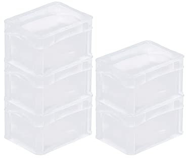 PROREGAL SuperSparSet 5x Transparenter Eurobehälter BasicLine mit geschlossenem Griff | HxBxT 12x15x20cm | 2,2 Liter | Eurobox, Transportbox, Transportbehälter, Stapelbehälter