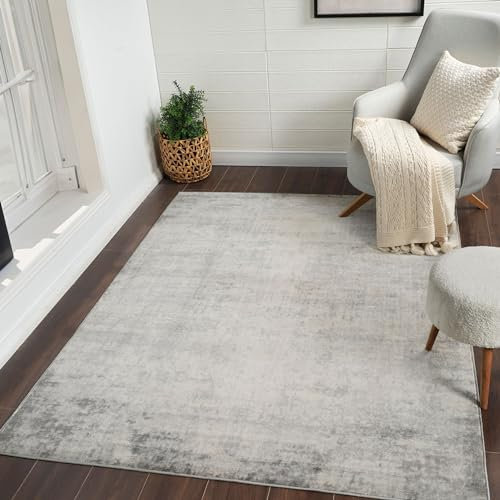Livabliss Bruges Wohnzimmer Teppich Modern - Abstrakt Design in Marmor Optik 140x200 cm für Esszimmer, Schlafzimmer - Weicher Kurzflor Grau, Elfenbein, Blau
