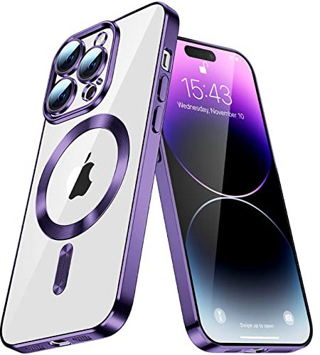 IMEIKONST Ultra Thin iPhone 11 Pro Max 6.5 Phone Cover for MagSafe Case, Magnetic Transparent Anti-Yellow Camera Protector Slim Fit Silicone Soft TPU Bumper Clear for iPhone 11 Pro Max. Purple YIX