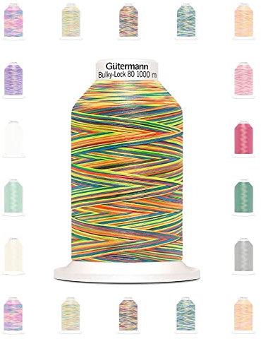 Nähmit - Gütermann Bulky Lock 80 Bauschgarn Farbverlaufsgarn 1000m Rolle Overlockgarn (27-9822)