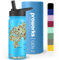 Proworks Gen 2 Insulated Water Bottles with Straw Lid | 540ml Stainless Steel Water Bottle, 24 Hours Cold & 12 Hours Hot Drinks, Metal Leakproof Flask for Gym, Travel - Powder Blue World Map