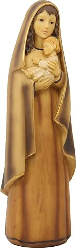 FADEDA Madonna modern gebeizt/Höhe:12 cm/handbemalt/detailgetreue Krippen Figuren - Weihnachten Tisch Dekoration Krippe Zubehör