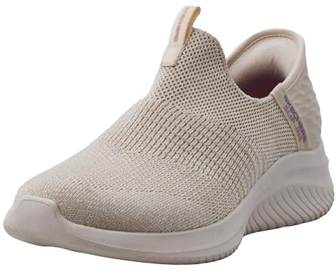 Skechers Ultra Flex 3.0 Smooth Step - Zapatillas sin cordones para mujer, paso suave, para calzar sin usar las manos, Natural, 40 EU