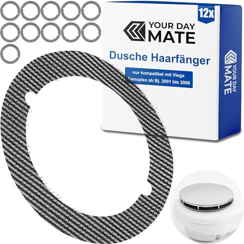 Abfluss Haarfänger, 12 Stück, kompatibel mit Viega Tempoplex Duschablauf Bj. 2001-2006, Einwegsieb Duschfilter Ablauf, Haarsieb Dusche ohne Kleben, Duschwanne Filter, Haarfilter Abflusssieb Wanne