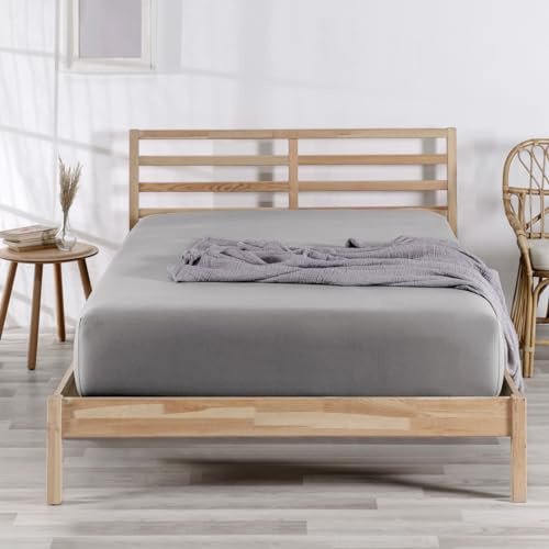 Nordqueen Spannbettlaken Baumwolle 100% Spannbetttücher Bettlaken Jersey, Matratzenhöhe bis 25 cm, (Hellgrau, 200X200 cm)