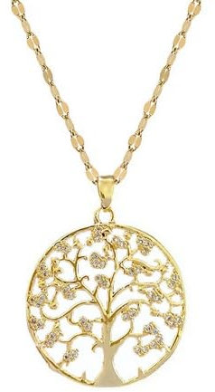 Collier ras de couzen pendentif arbre de vie acier doré