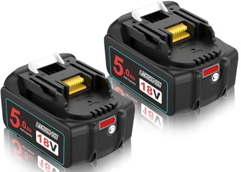 Pack of 2 BL1850B Replacement Batteries for Makita Battery 18 V 5.0 Ah Li-ion Replacement Original Tool Battery Compatible with BL1830 BL1850 BL1860 BL1860B BL1830B BL1840 BL1845 BL1820 194205-3 LXT